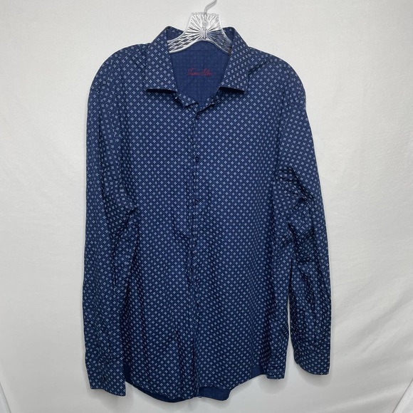 Tasso Elba Mens Blue Button-Down Shirt Size XL - Picture 1 of 4